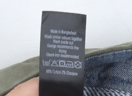 George Men's Green Chino Trousers, 36W 30L, Casual Style