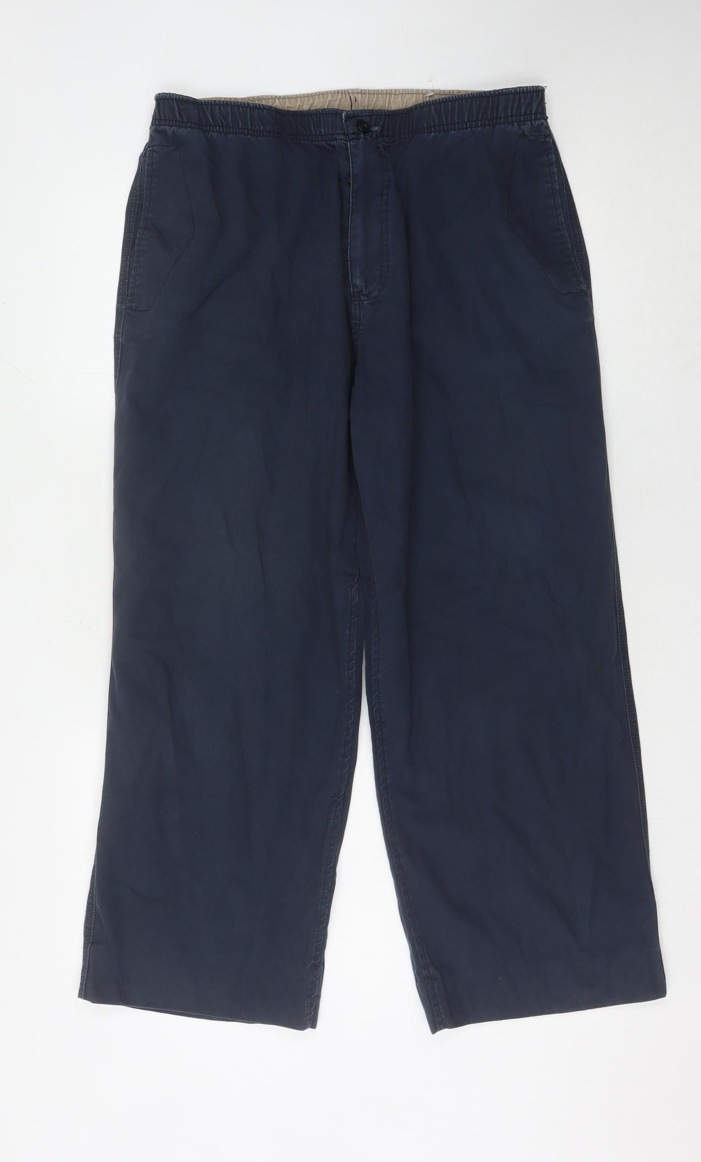 TU Men's Blue Trousers M, Relaxed Fit, Elastic Waist