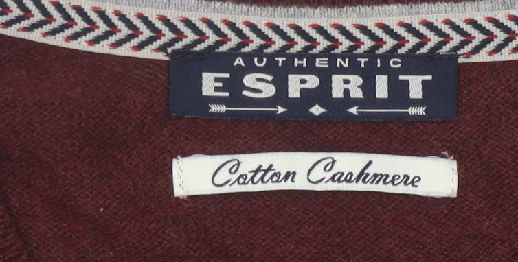 Esprit Men's Red V-Neck Pullover Jumper - Size S