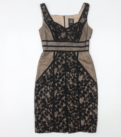 JAX Women's Black Floral Knee-Length Sheath Dress