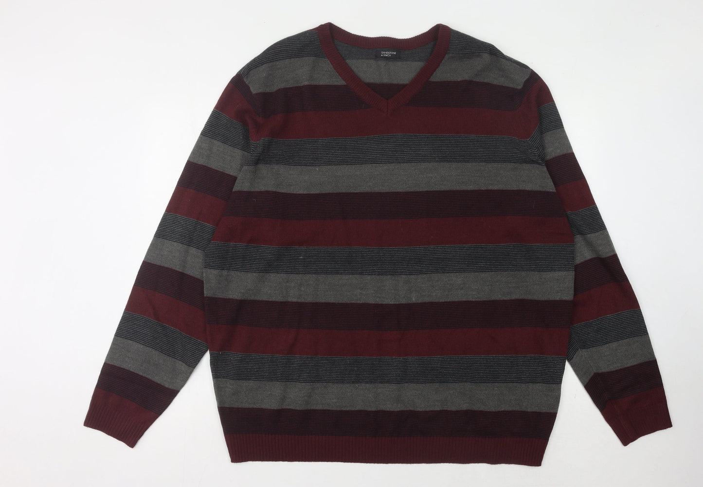 M&Co Men's Multicoloured Striped Pullover Jumper 2XL