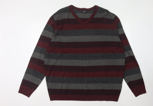 M&Co Men's Multicoloured Striped Pullover Jumper 2XL