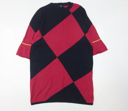Next Women's Multicoloured Argyle Shift Dress Size 16