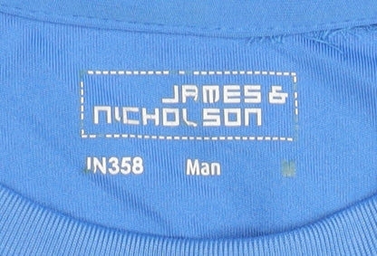James & Nicholson Men's Blue Football T-Shirt
