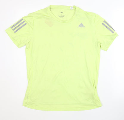 Adidas Men's Yellow Running T-Shirt, Size S, Reflective