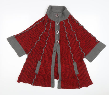 Womens UK Size M Nina Murati Red Cape Jumper