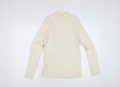 F&F Women's Ivory Mock Neck Pullover, Size L