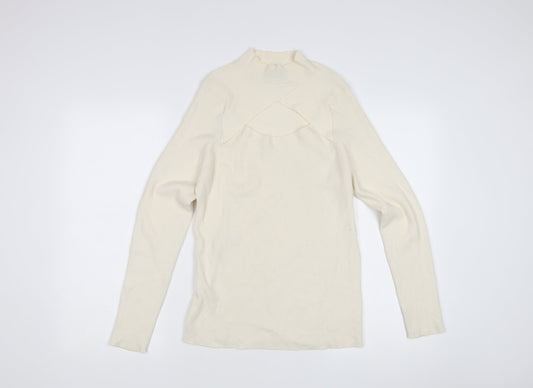 F&F Women's Ivory Mock Neck Pullover, Size L