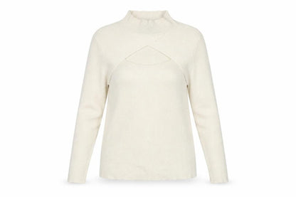 F&F Women's Ivory Mock Neck Pullover, Size L