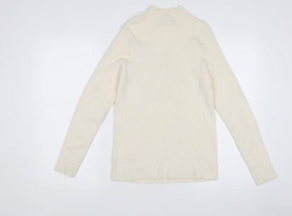 F&F Women's Ivory Mock Neck Pullover, Size L