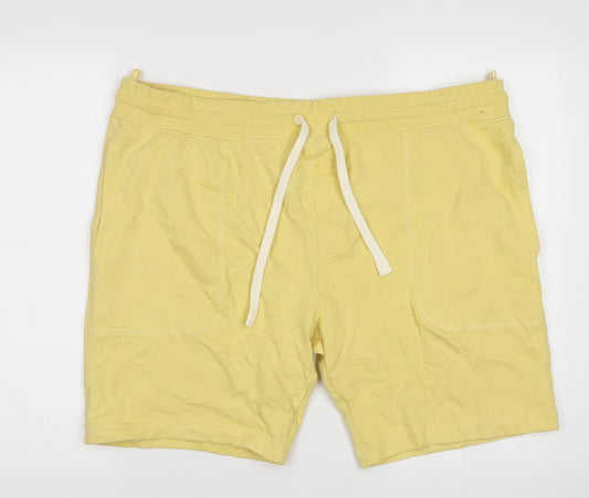 Marks and Spencer Men's Yellow 2XL Sweat Shorts