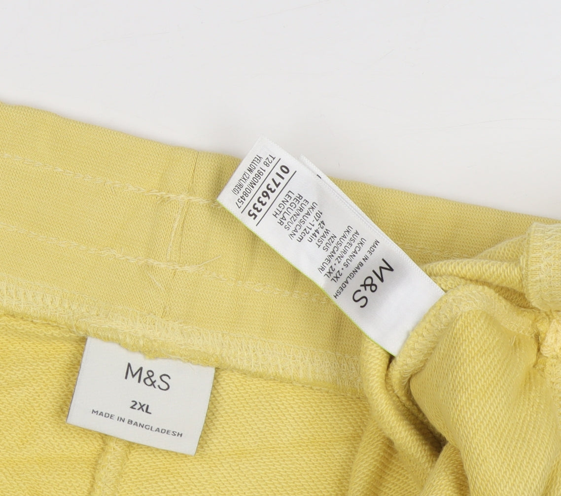 Marks and Spencer Men's Yellow 2XL Sweat Shorts