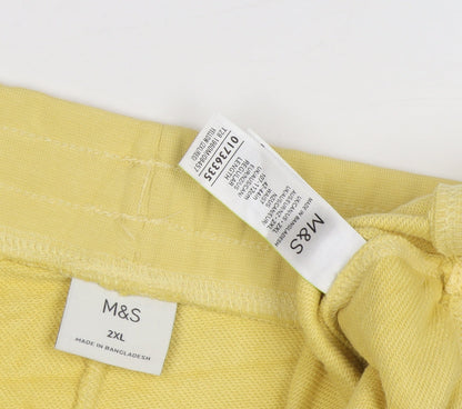Marks and Spencer Men's Yellow 2XL Sweat Shorts