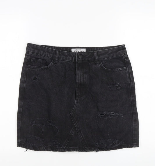 New Look Women's Black Mini Denim Skirt, Size 12