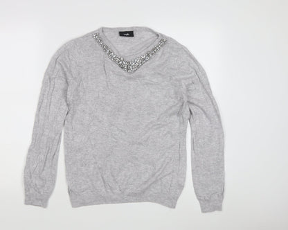 Womens UK Size M Wallis Grey Pullover Jumper