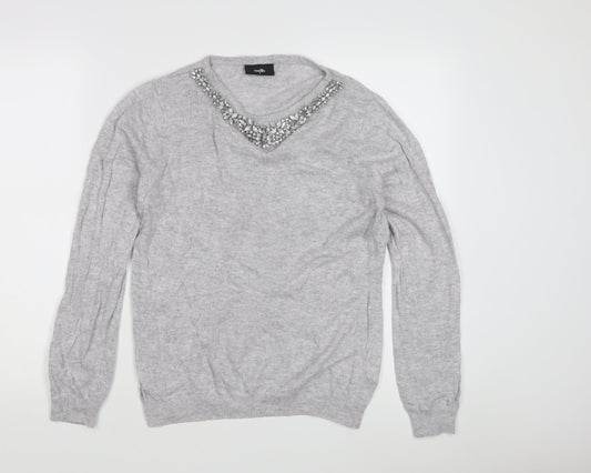 Womens UK Size M Wallis Grey Pullover Jumper