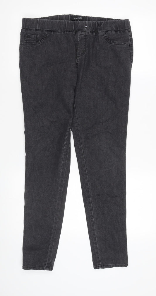 Womens UK Size L Mia Moda Slim Fit Jegging Black Trousers
