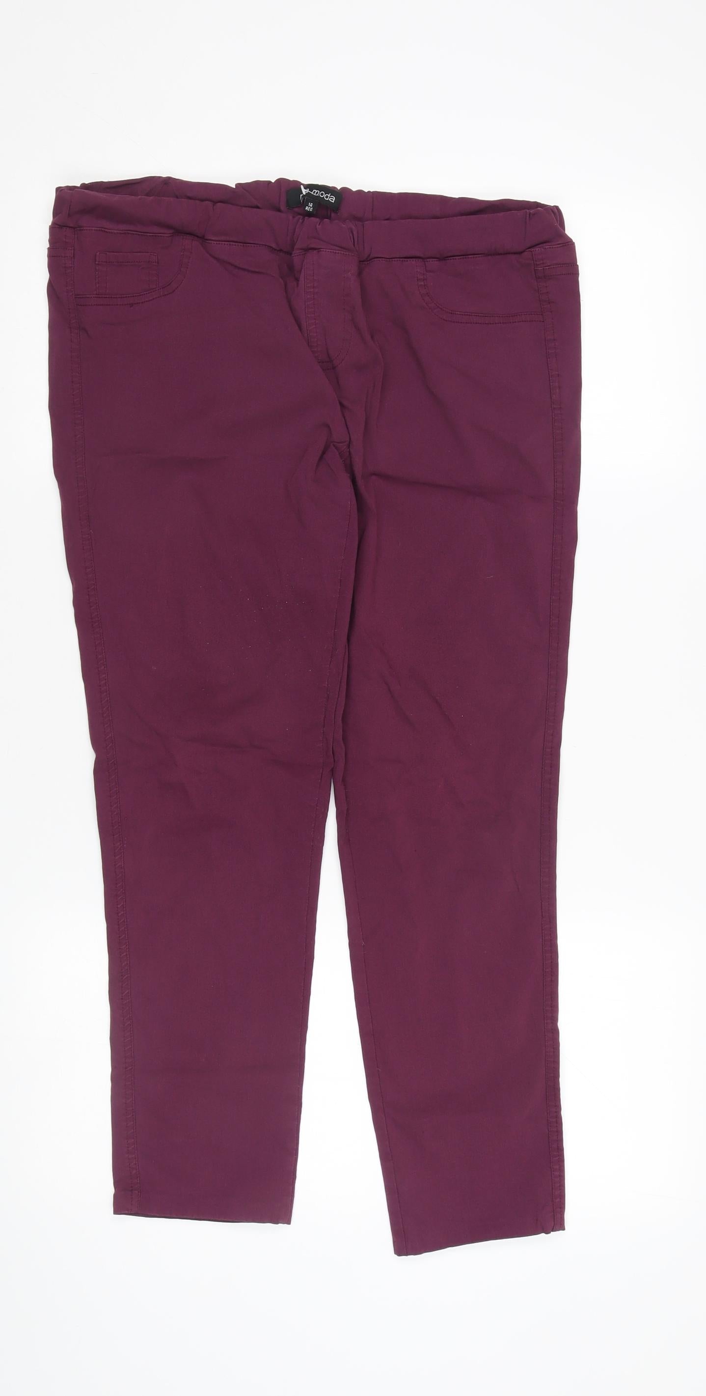 Womens UK Size 14 Mia Moda Regular Fit Casual Purple Trousers