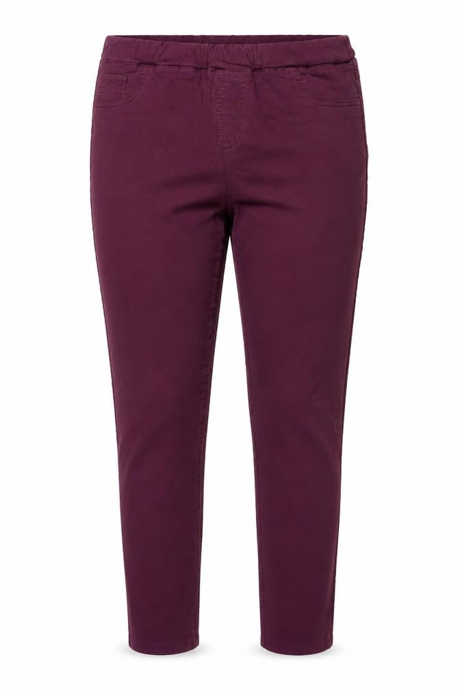 Front view of Mia Moda Women's Purple Skinny Trousers, size 14