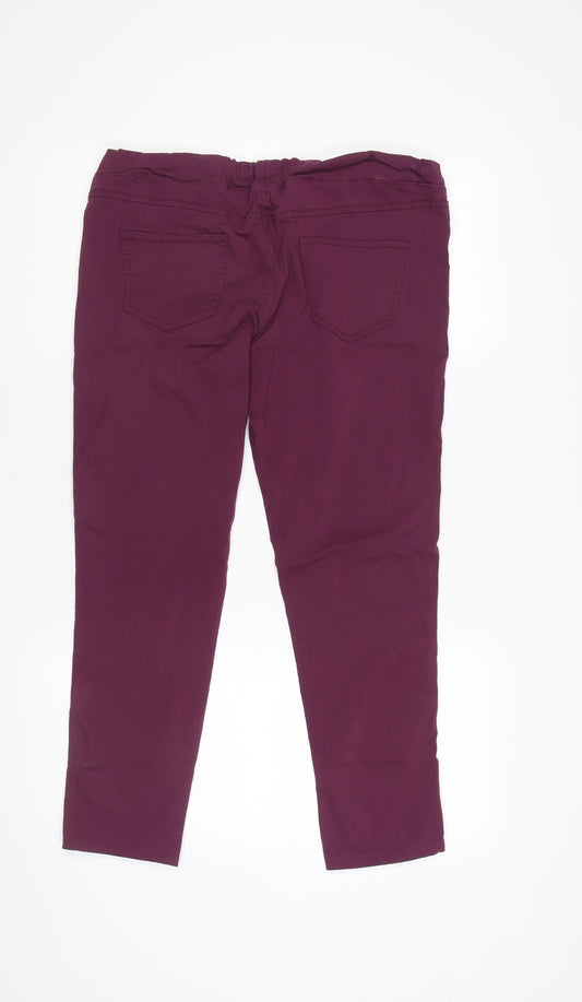 Womens UK Size 14 Mia Moda Regular Fit Casual Purple Trousers