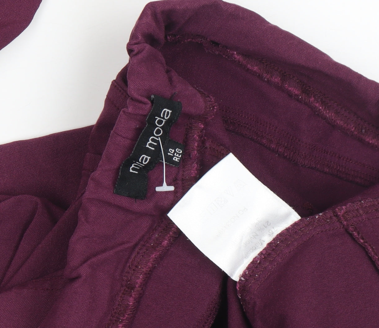 Womens UK Size 14 Mia Moda Regular Fit Casual Purple Trousers