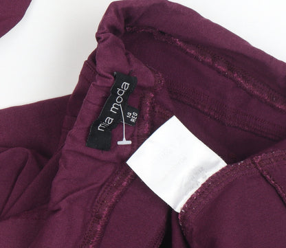 Womens UK Size 14 Mia Moda Regular Fit Casual Purple Trousers