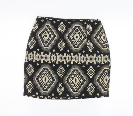 Mango Women’s Black Geometric Pencil Skirt Size 8