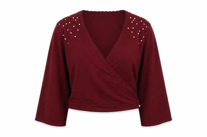 Front view of Lindy Bop Women's Red Wrap Jumper XL