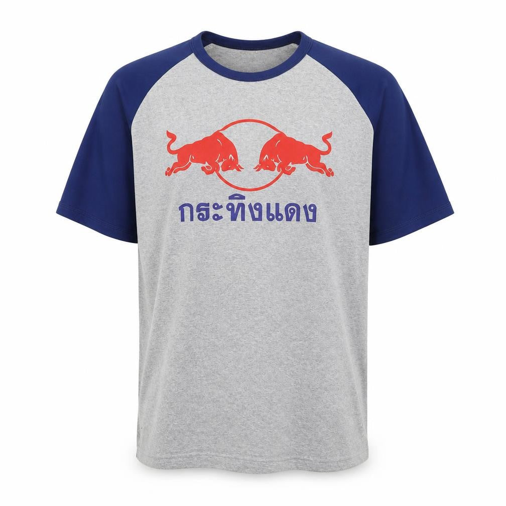 Stylish Grey and Blue Graphic Print Men's Tee - L