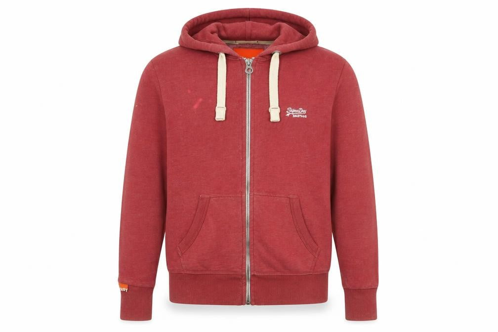 Mens UK Size M Superdry Red Full Zip Hoodie