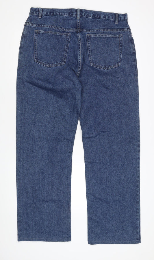 George Men's Blue Straight Relaxed Jeans 38W 33L