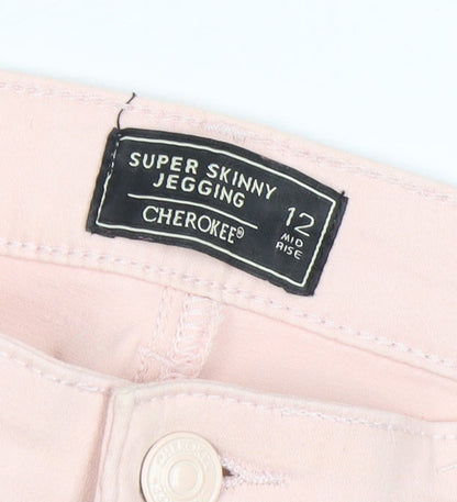 Womens UK Size 12 Cherokee Slim Fit Jegging Pink Trousers