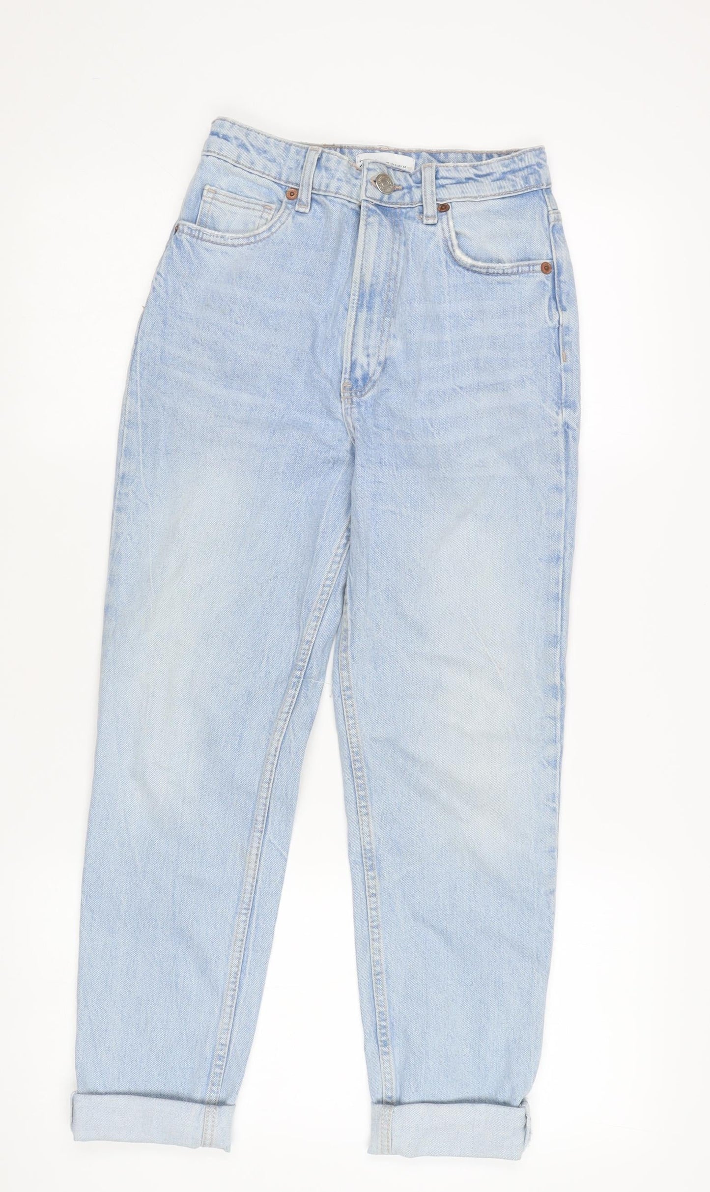 Womens UK Size 4 Zara Relaxed Fit Mom Blue Jeans