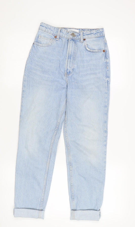 Zara Women's Blue Mom Jeans, Size 4, Relaxed Fit