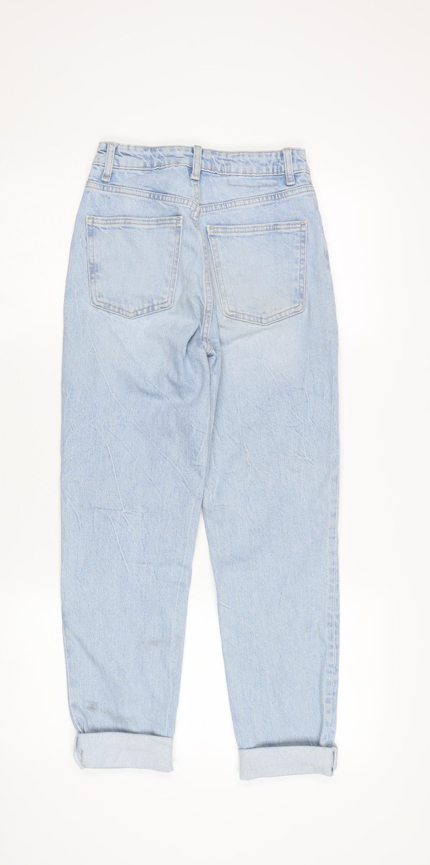 Womens UK Size 4 Zara Relaxed Fit Mom Blue Jeans