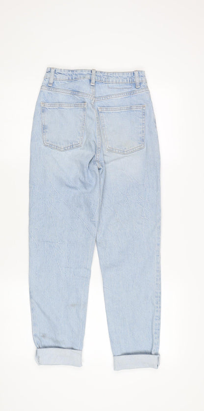 Womens UK Size 4 Zara Relaxed Fit Mom Blue Jeans