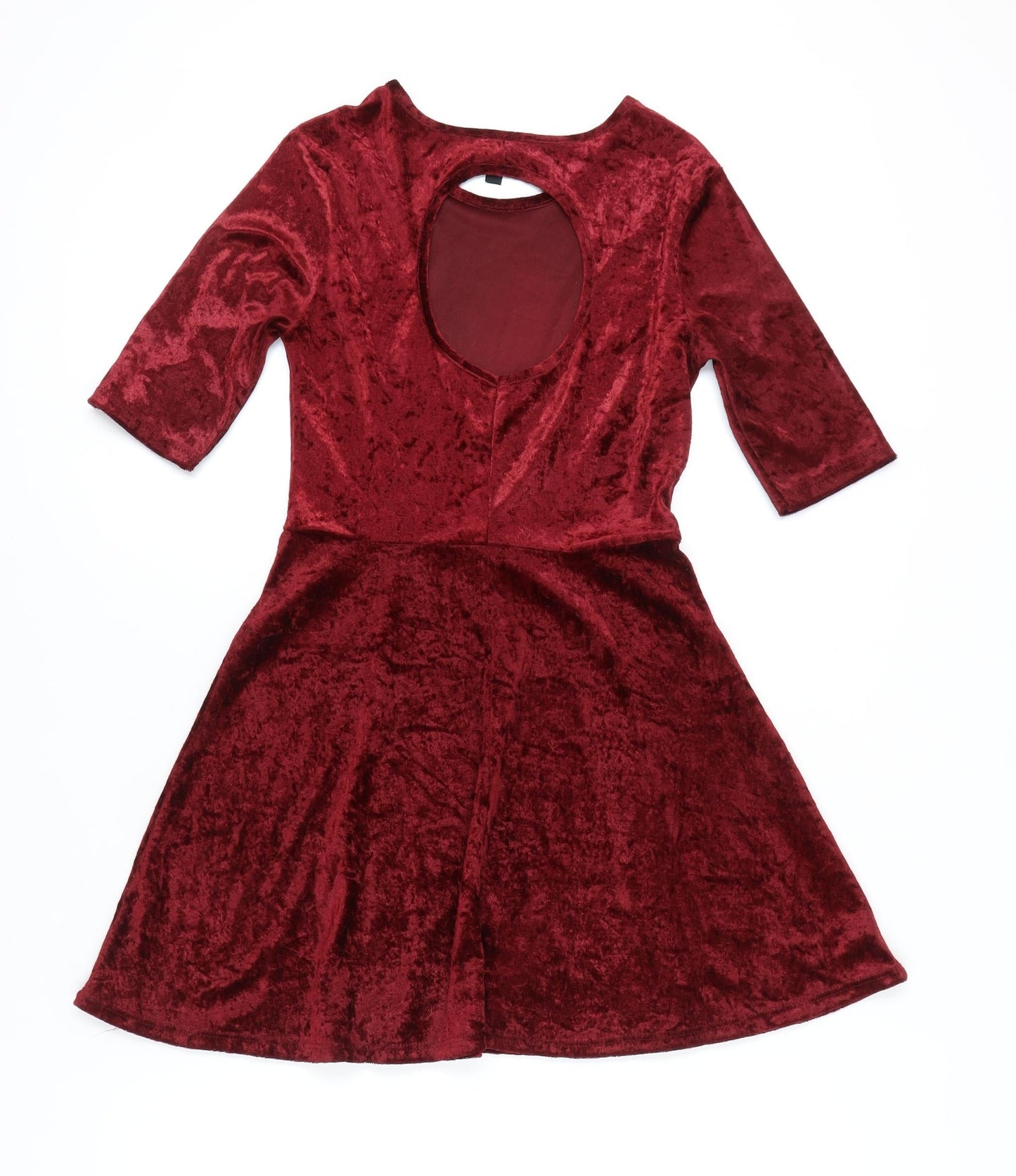Topshop Women's Red A-Line Velvet Dress Size 8