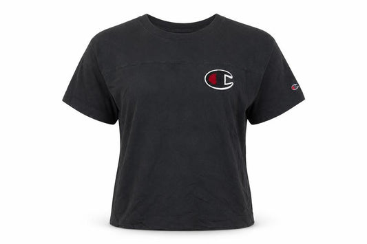 Front view of Champion Women's Black T-Shirt Small Crew Neck