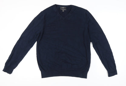 Marks and Spencer Blue Men's V-Neck Pullover Jumper M