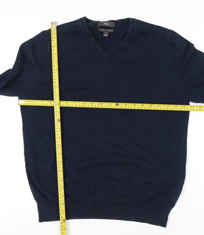 Marks and Spencer Blue Men's V-Neck Pullover Jumper M
