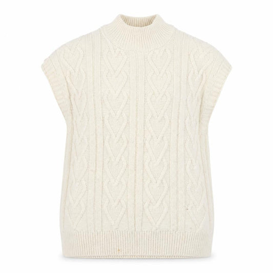 Next Girls Ivory Cable Knit Sleeveless High Neck Vest Size 8Y