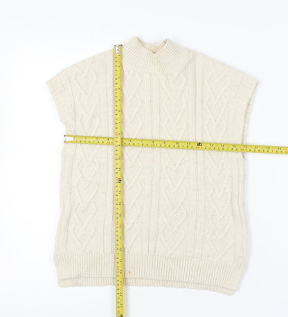 Next Girls Ivory Cable Knit Sleeveless High Neck Vest Size 8Y