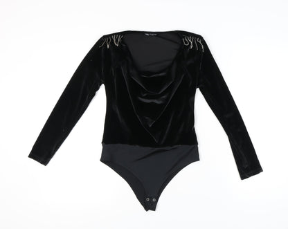 Zara Women’s Black S Velvet Bodysuit Beaded Detail