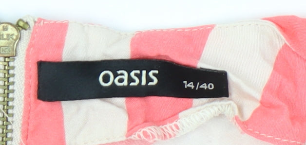 Oasis Women Pink A-Line Striped Dress Size 14