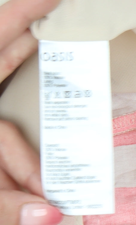 Oasis Women Pink A-Line Striped Dress Size 14