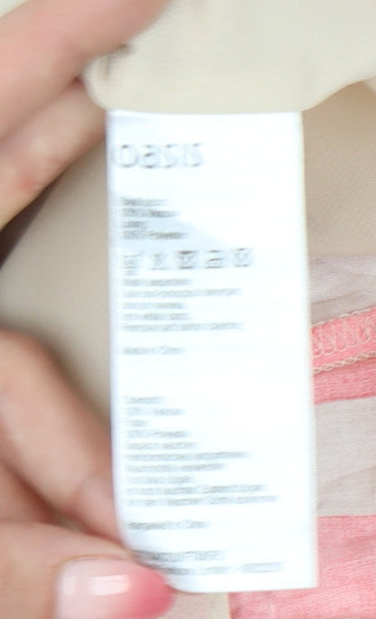 Oasis Women Pink A-Line Striped Dress Size 14