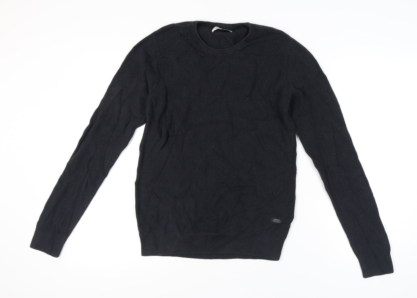 Blend Men's Black Cotton Pullover Jumper L