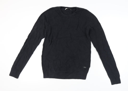 Blend Men's Black Cotton Pullover Jumper L