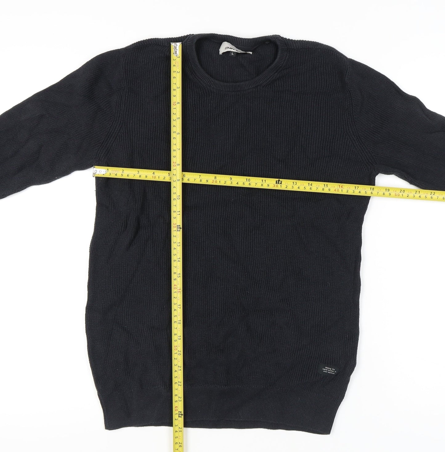 Blend Men's Black Cotton Pullover Jumper L