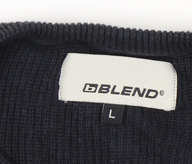 Blend Men's Black Cotton Pullover Jumper L